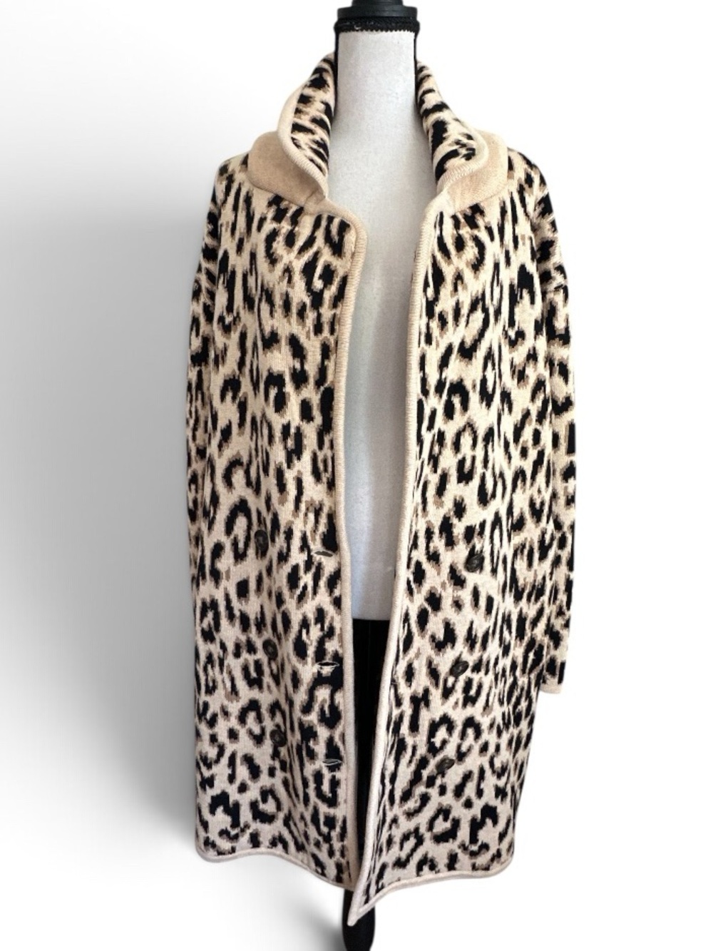 J. Crew Women’s Cheetah Print Knit Cardigan Cotton Blend Sweater Coat Size M - Picture 2 of 11